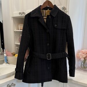 Burberry Black Check Trench Coat